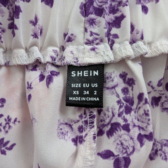 SHEIN White and Purple Floral Two-piece Mini Skirt & Top - Picture 3 of 5